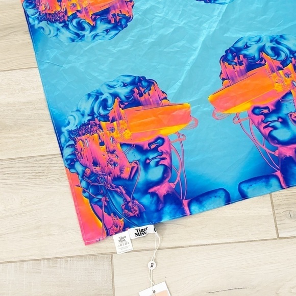 New TIGER MIST Women’s Blue Pink REN Print ALAIA BANDANA Scarf 27” X 27” - Picture 2 of 7